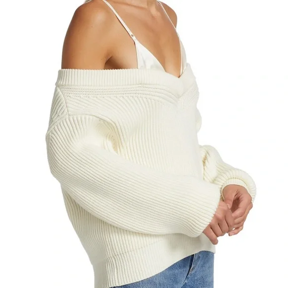 NWT Alexander Wang T Cable knit cami soft white sweater sz XS - Picture 4 of 10